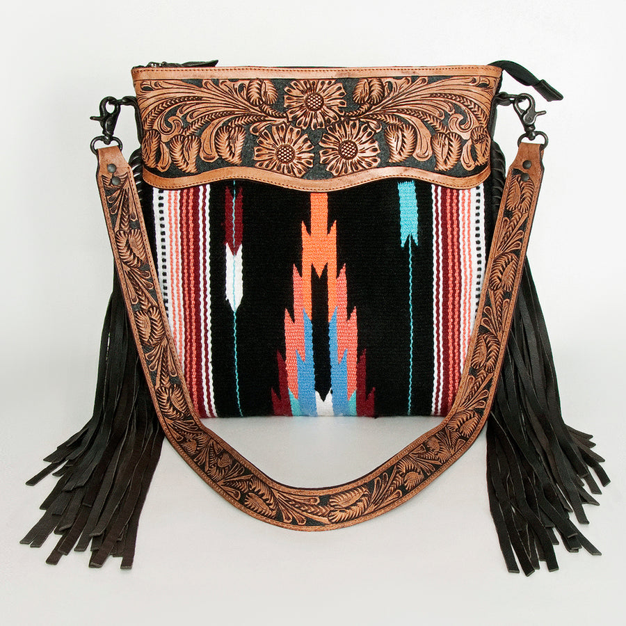 American Darling Signature Crossbody Hand Tooled Saddle Blanket Genuine Leather Western Women Bag Handbag Purse | for Cute
