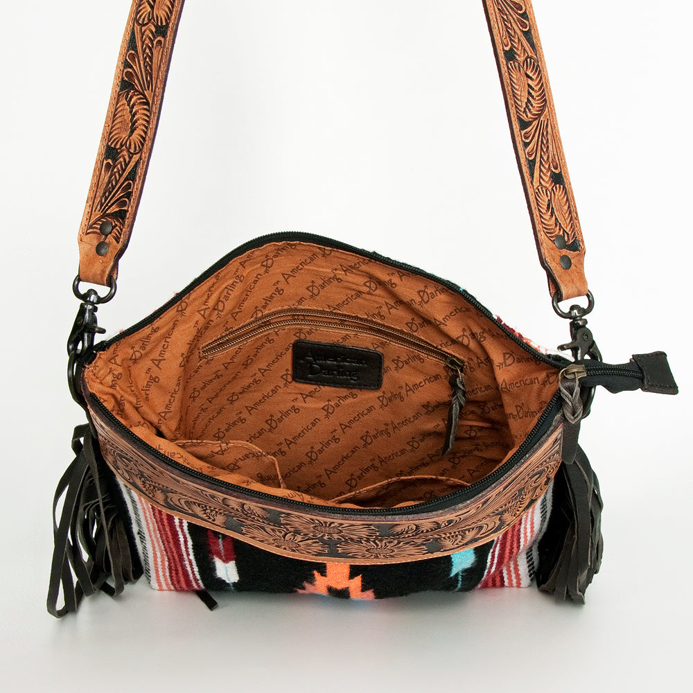 American Darling Signature Crossbody Hand Tooled Saddle Blanket Genuine Leather Western Women Bag Handbag Purse | for Cute