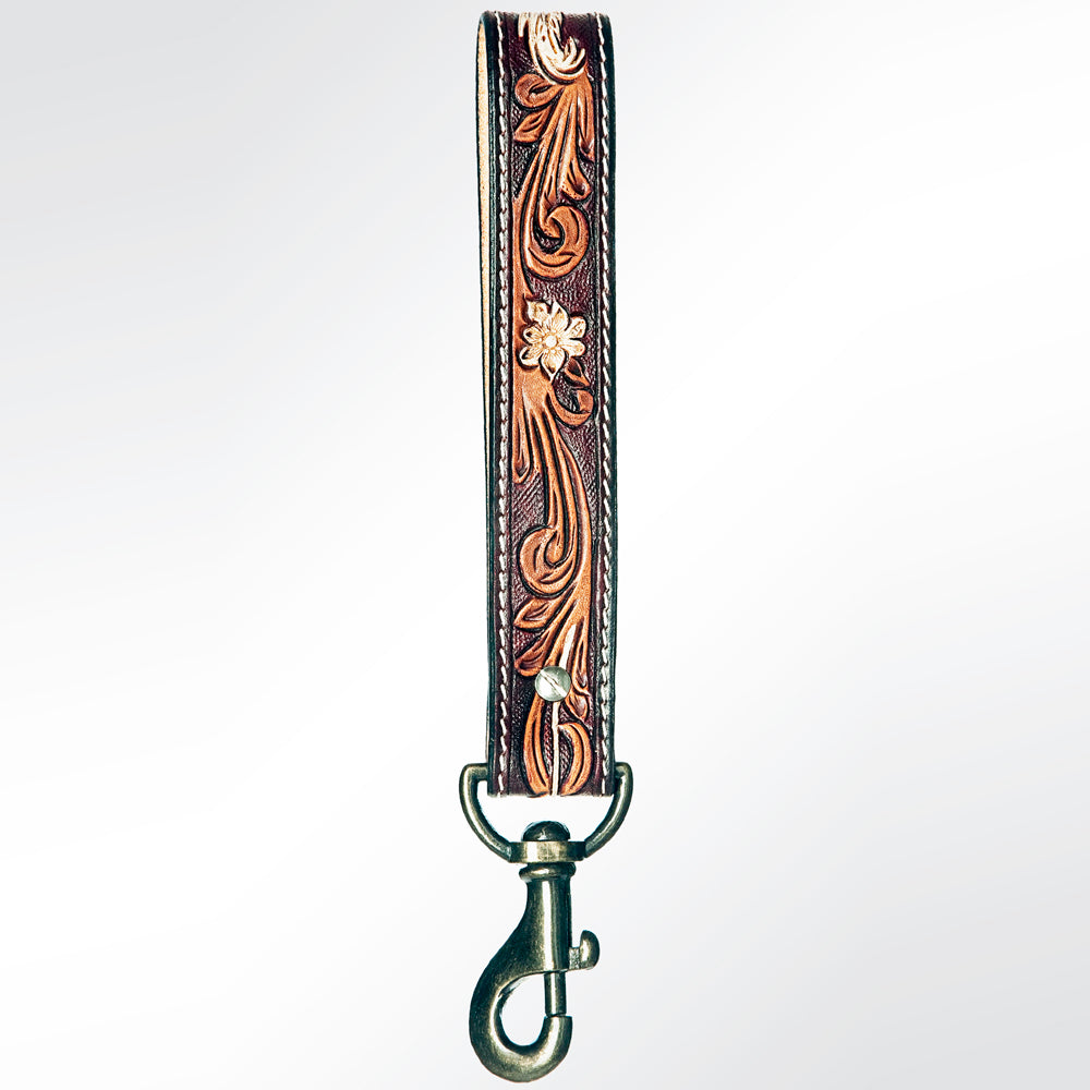 American Darling ADBRF126 Hand Tooled Genuine Leather Handle Strap For Wristlet Bags
