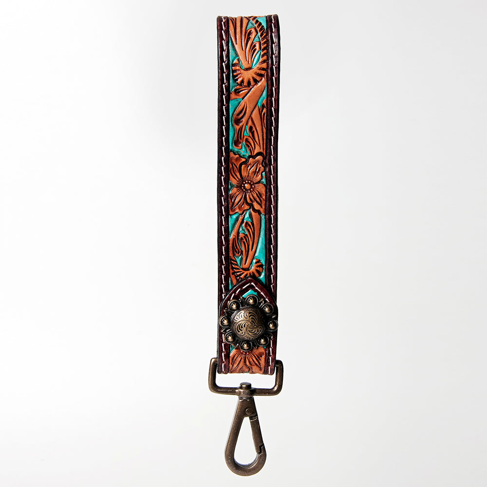 American Darling ADBRF127 Hand Tooled Genuine Leather Handle Strap For Wristlet Bags