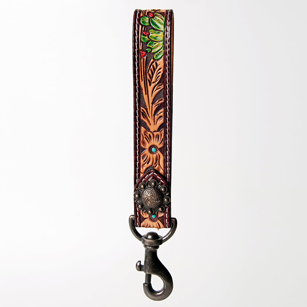 American Darling ADBRF129 Hand Tooled Genuine Leather Handle Strap For Wristlet Bags
