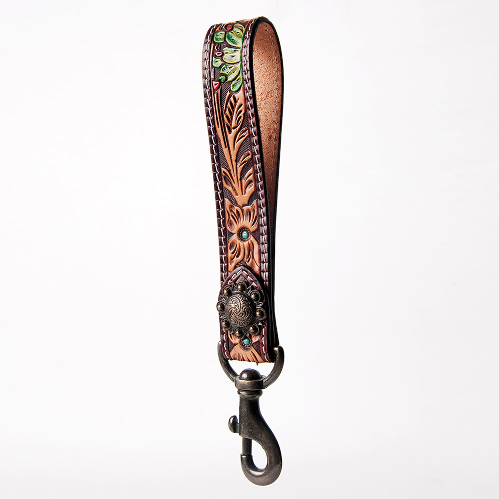 American Darling ADBRF129 Hand Tooled Genuine Leather Handle Strap For Wristlet Bags