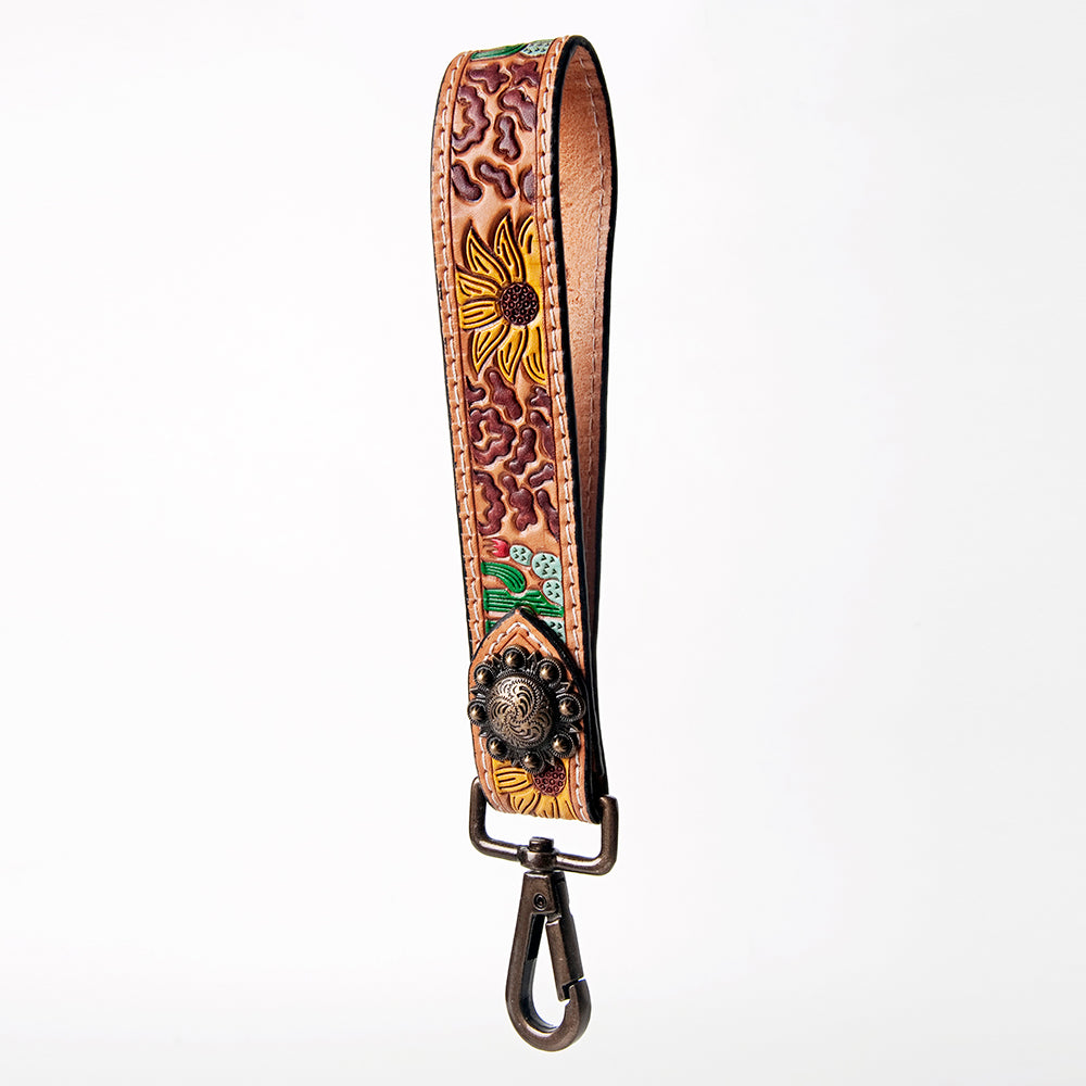 American Darling ADBRF130 Hand Tooled Genuine Leather Handle Strap For Wristlet Bags