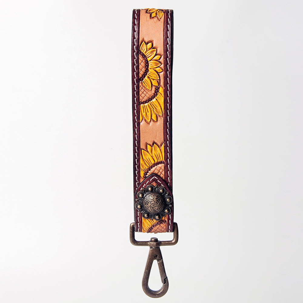 American Darling ADBRF132 Hand Tooled Genuine Leather Handle Strap For Wristlet Bags