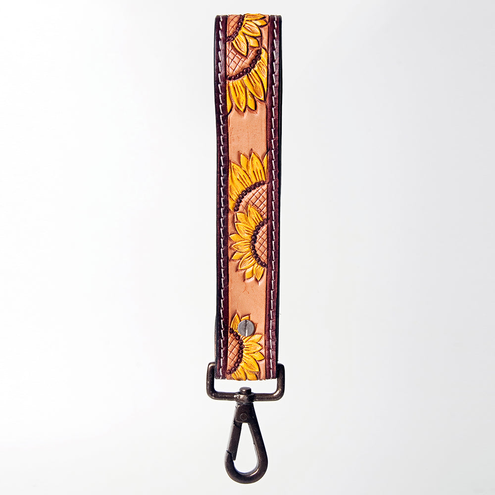 American Darling ADBRF132 Hand Tooled Genuine Leather Handle Strap For Wristlet Bags