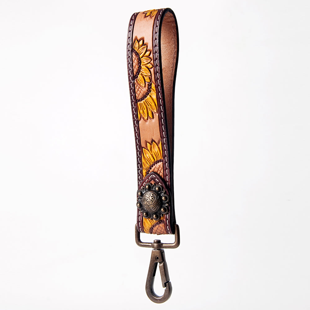 American Darling ADBRF132 Hand Tooled Genuine Leather Handle Strap For Wristlet Bags