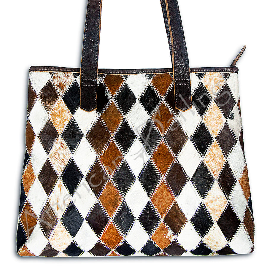 American Darling Tote Bag Hair-On Cowhide Genuine Vegetable Tanned Leather Handbag Spacious Travel Tote with YKK Zipper