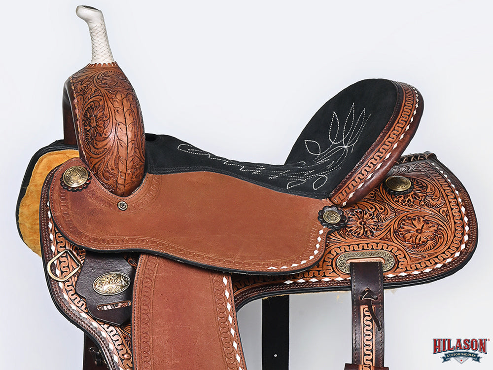 Hilason Western Horse Trail Barrel Racing American Leather Saddle Dark Brown
