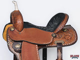 Hilason Western Horse Trail Barrel Racing American Leather Saddle Dark Brown