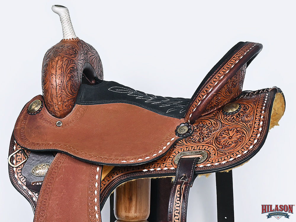 Hilason Western Horse Trail Barrel Racing American Leather Saddle Dark Brown