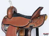 Hilason Western Horse Trail Barrel Racing American Leather Saddle Dark Brown