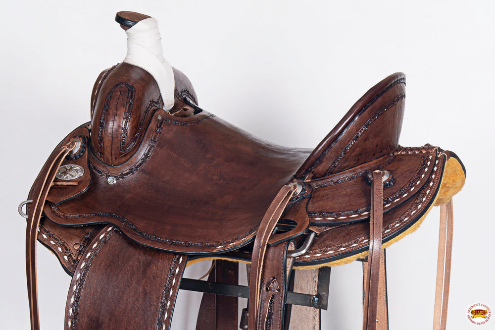 Western Horse Saddle American Leather Ranch Roping Trail Hilason Dark Brown