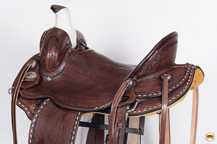 HILASON Western Horse Saddle American Leather Ranch Roping Trail Dark Brown | Hand Tooled Wade & For Horses