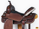 Hilason Western Horse Trail Barrel Racing American Leather Saddle Dark Brown
