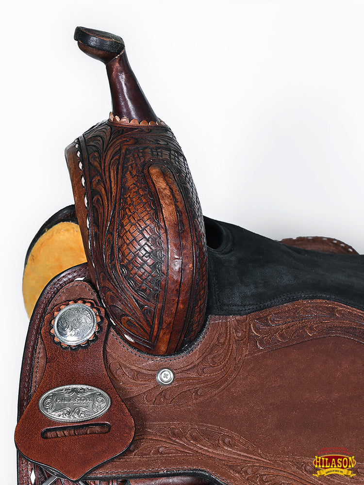 Hilason Western Horse Trail Barrel Racing American Leather Saddle Dark Brown