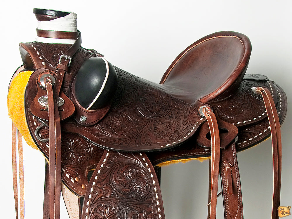 Western Horse Wade Saddle American Leather Trail Barrel Hilason Dark Brown