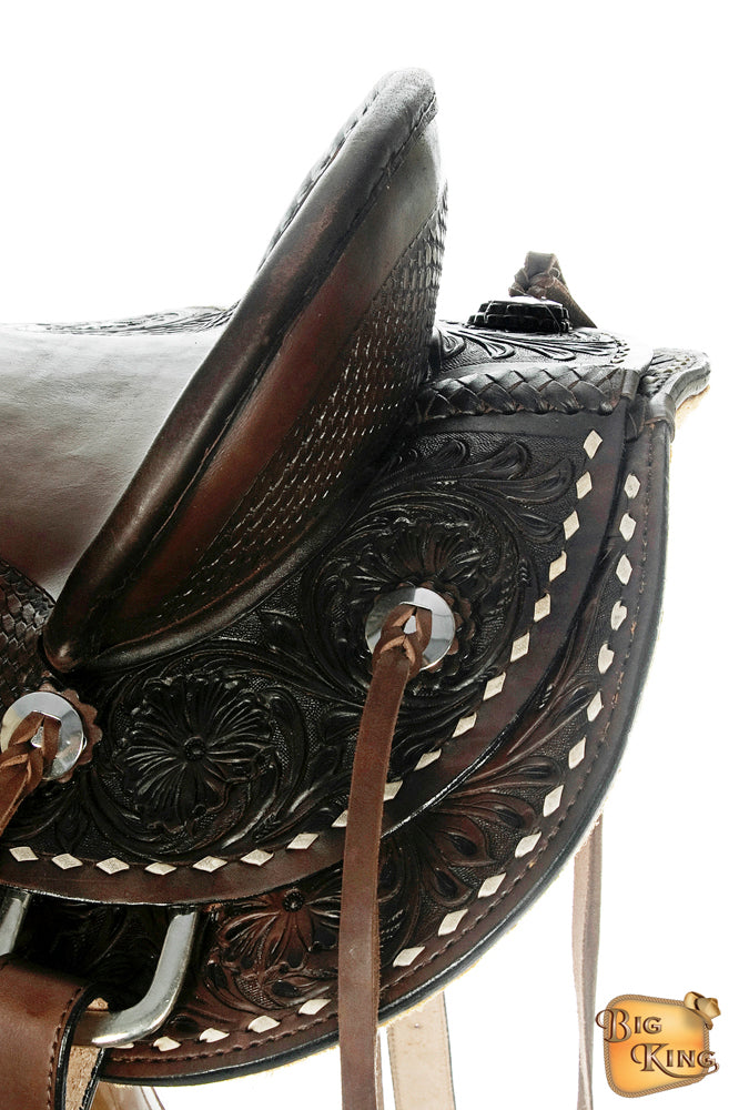 HILASON Western Horse Wade Saddle American Leather Ranch Roping Dark Brown | Hand Tooled & For Horses