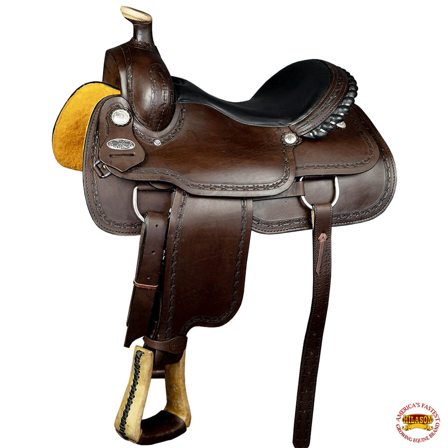 17 In W. H. Saddle American Leather Ranch Roping Trail Hilason – by Hilason – Cowboy and equestrian accessories