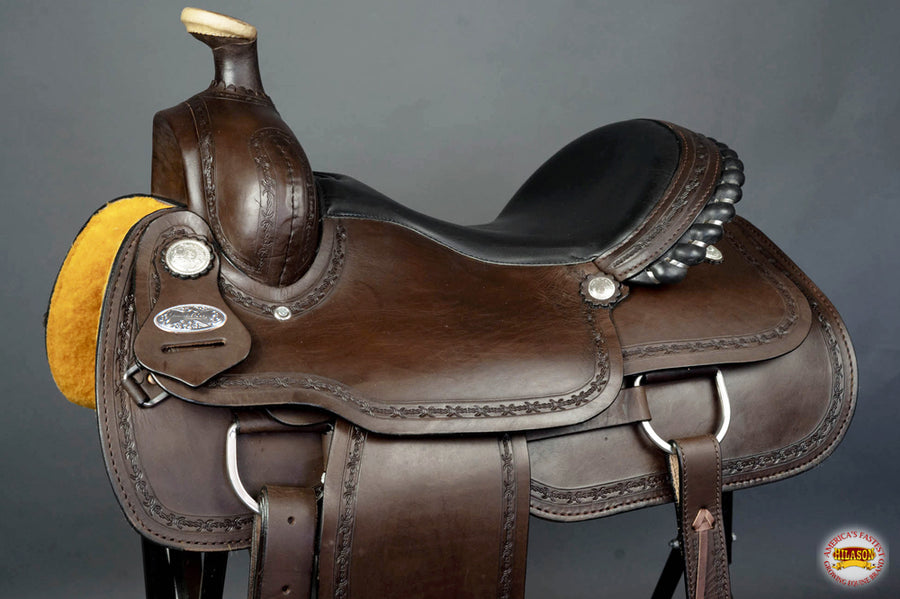 HILASON Western Horse Saddle American Leather Ranch Roping Trail | Hand Tooled Wade & For Horses