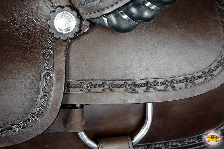 HILASON Western Horse Saddle American Leather Ranch Roping Trail | Hand Tooled Wade & For Horses