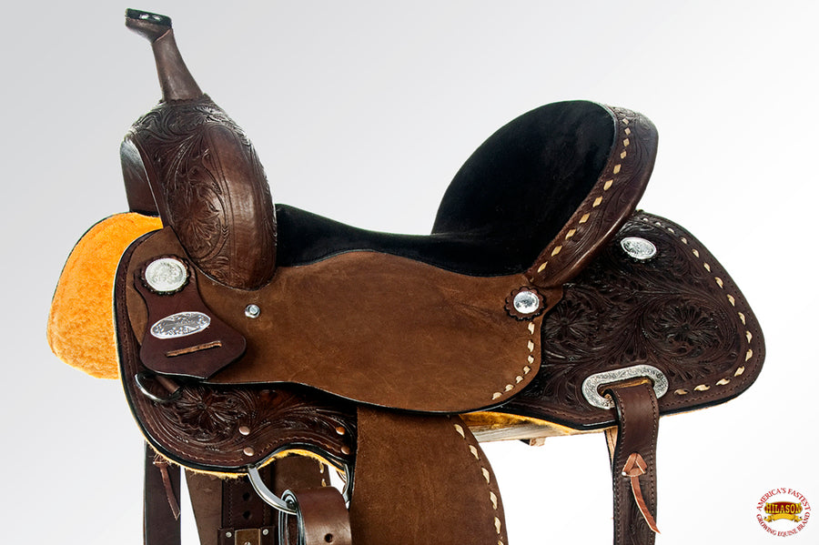 HILASON Western Horse Barrel Saddle Trail Pleasurer Leather | Treeless for Horses