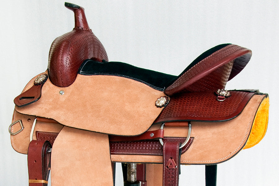 Comfytack Western Saddle Leather Trail Tack Hand Tooled Brown/Tan | Western Saddle | Saddle for Horses | Horse Tack Set