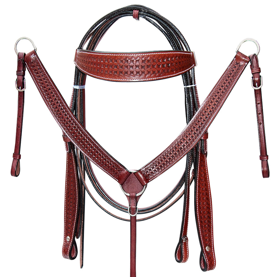 Comfytack Western Saddle Leather Trail Tack Hand Tooled Brown/Tan | Western Saddle | Saddle for Horses | Horse Tack Set