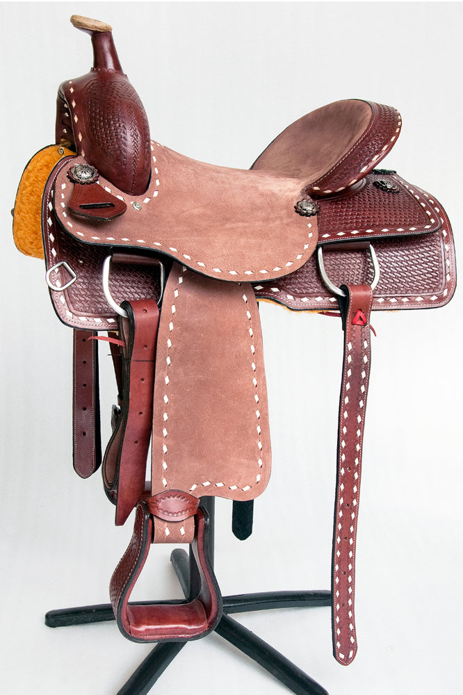 Comfytack Western Saddle Leather Trail Tack Hand Tooled Brown/Tan | Western Saddle | Saddle for Horses | Horse Tack Set