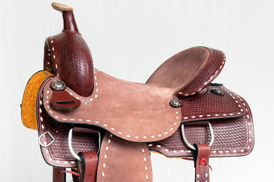 Comfytack Western Saddle Leather Trail Tack Hand Tooled Brown/Tan | Western Saddle | Saddle for Horses | Horse Tack Set