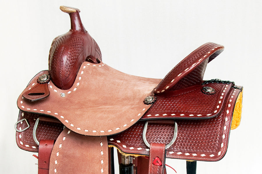 Comfytack Western Saddle Leather Trail Tack Hand Tooled Brown/Tan | Western Saddle | Saddle for Horses | Horse Tack Set
