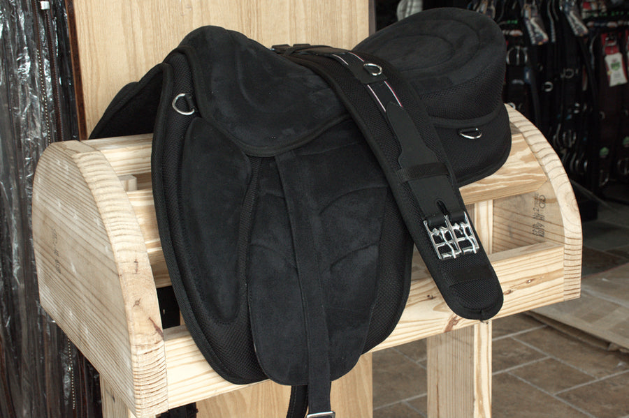 HILASON Large 19 in Western Bareback Horse Saddle Pleasure Trail Riding Treeless Black | Pad for Horses