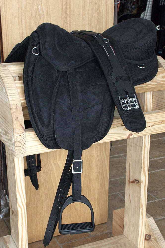 HILASON Large 19 in Western Bareback Horse Saddle Pleasure Trail Riding Treeless Black | Pad for Horses