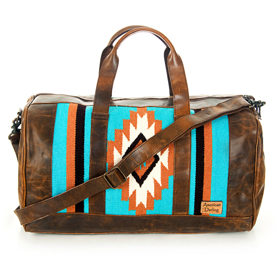 American Darling Duffel Saddle Blanket Genuine Leather Western Women Bag | Handbag Duffel Weekend