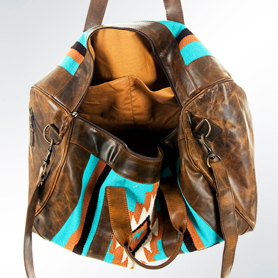 American Darling Duffel Saddle Blanket Genuine Leather Western Women Bag | Handbag Duffel Weekend