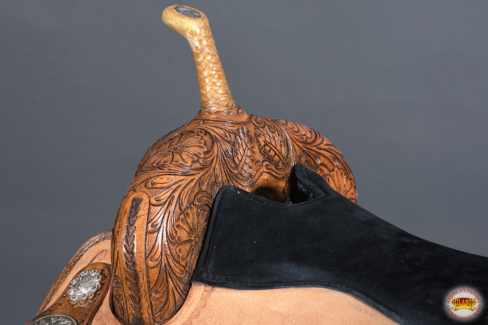 Western Horse Saddle Hilason In American Leather Flex Tree Barrel Trail