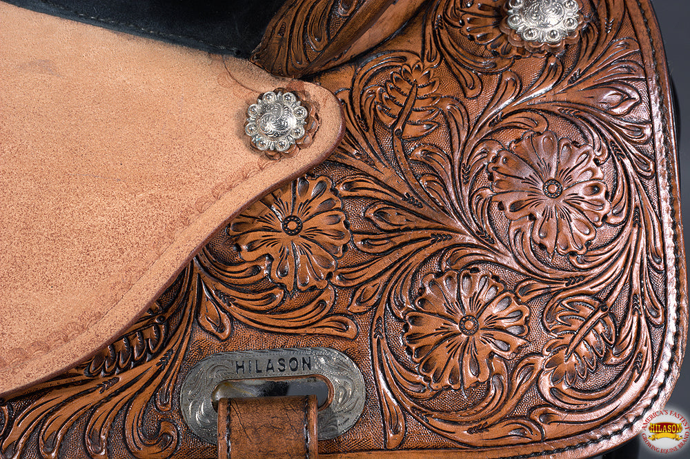 Western Horse Saddle Hilason In American Leather Flex Tree Barrel Trail