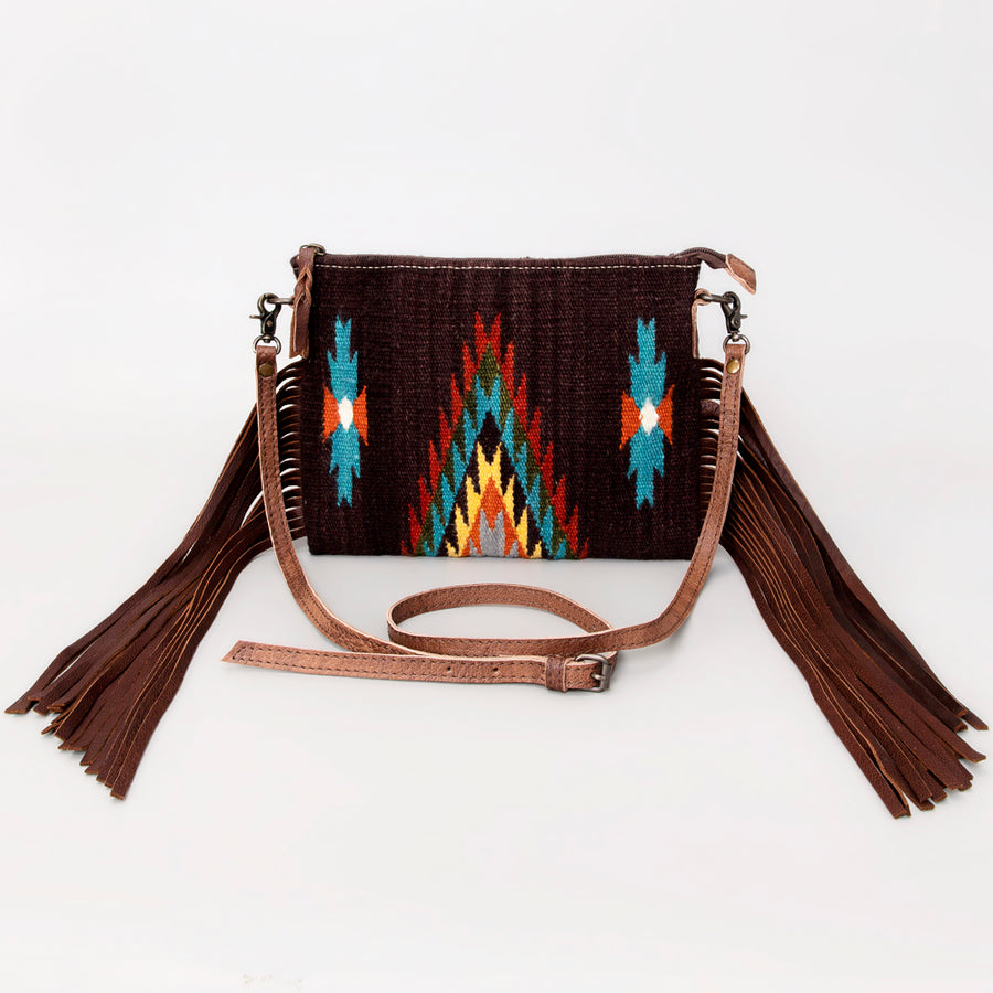 American Darling CrossBody Bag Saddle Blanket Fabric Genuine Leather Western Women Handbag Purse | for Cute Travel