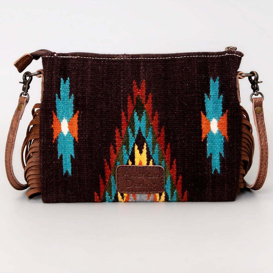 American Darling CrossBody Bag Saddle Blanket Fabric Genuine Leather Western Women Handbag Purse | for Cute Travel