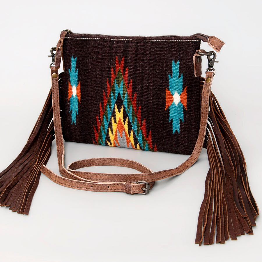 American Darling Handcrafted Cross body Bag with Hand-Woven Saddle Blanket and Fringes - Uhorse