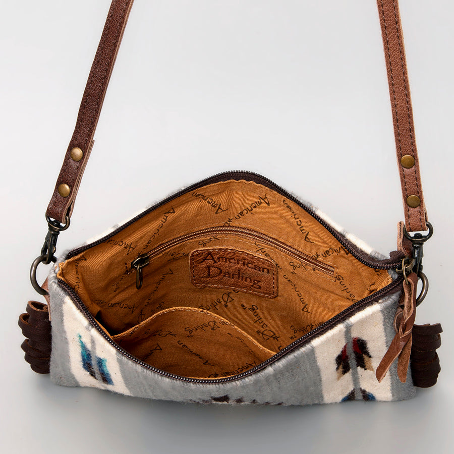 American Darling CrossBody Bag Saddle Blanket Fabric Genuine Leather Western Women Handbag Purse | for Cute Travel