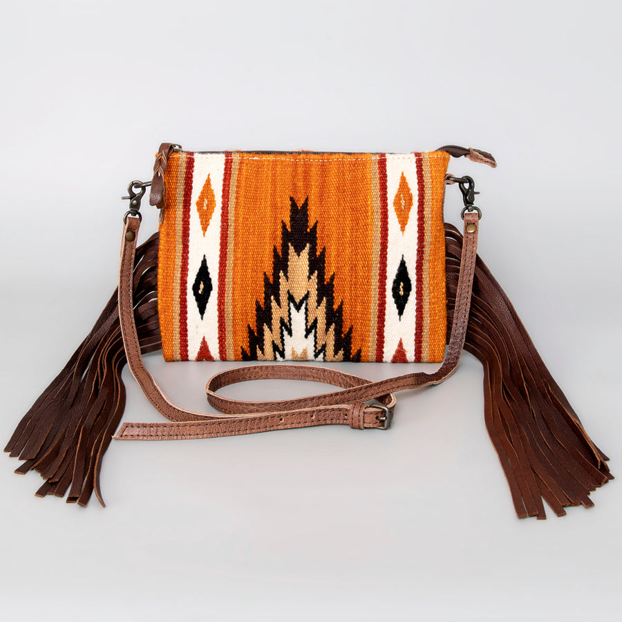 American Darling CrossBody Bag Saddle Blanket Fabric Genuine Leather Western Women Handbag Purse | for Cute Travel