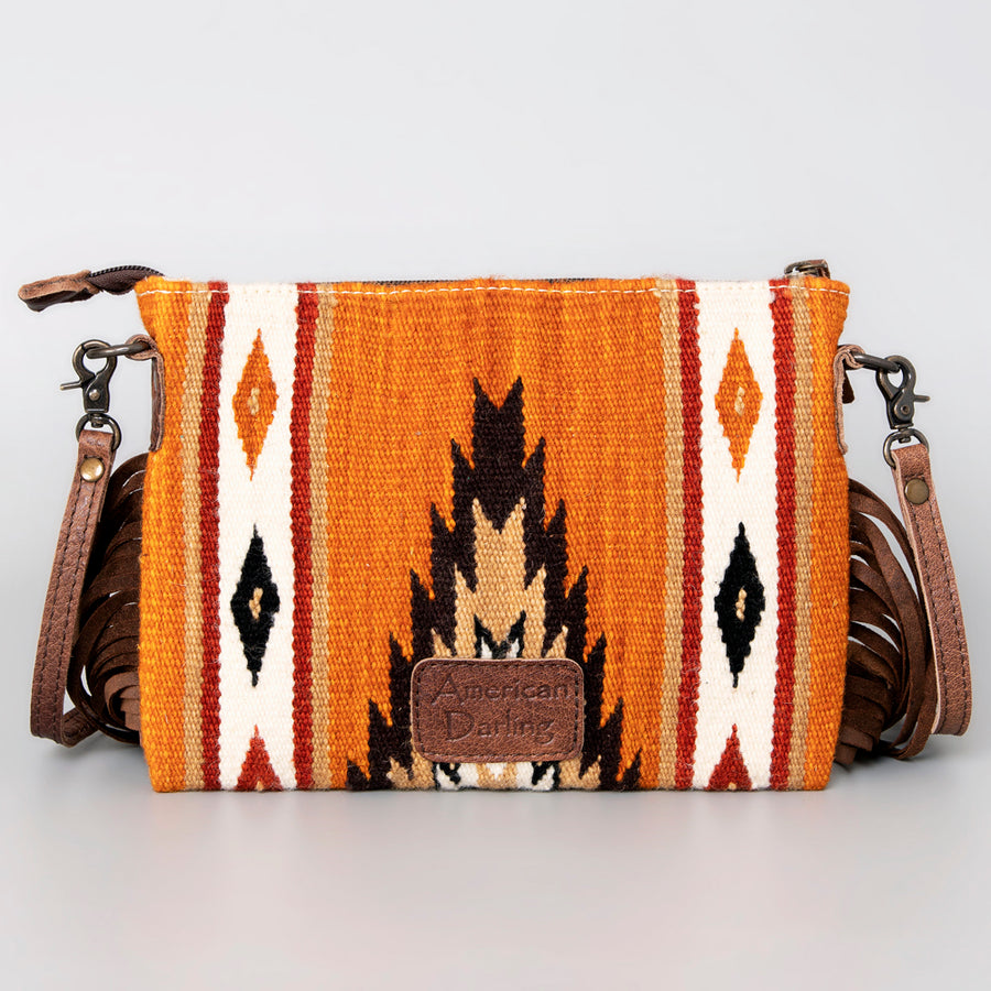 American Darling CrossBody Bag Saddle Blanket Fabric Genuine Leather Western Women Handbag Purse | for Cute Travel