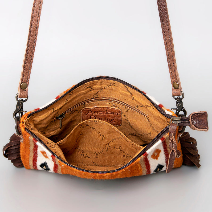 American Darling CrossBody Bag Saddle Blanket Fabric Genuine Leather Western Women Handbag Purse | for Cute Travel