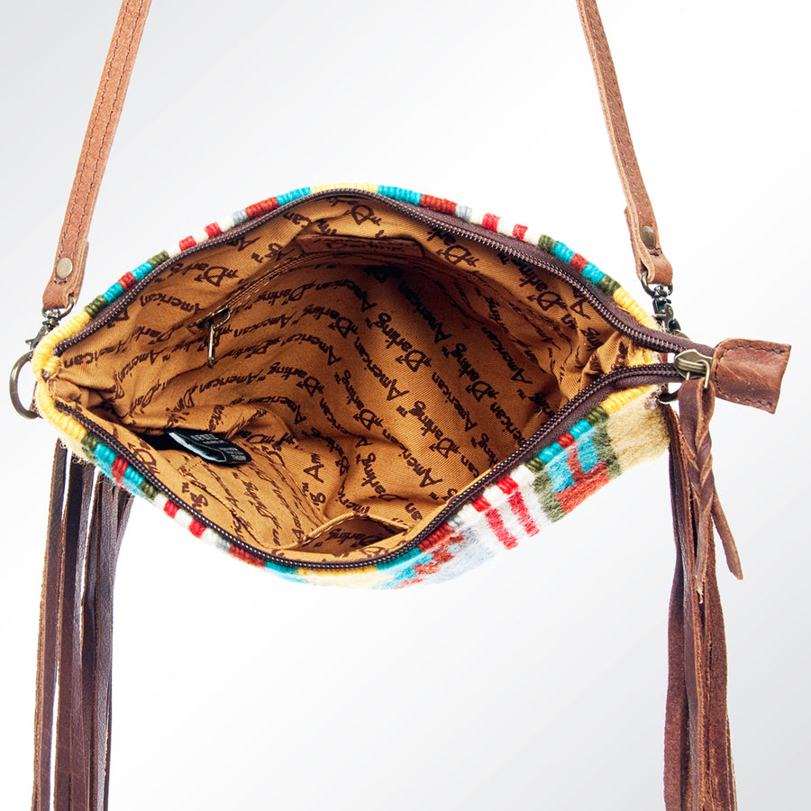 American Darling CrossBody Bag Saddle Blanket Fabric Genuine Leather Western Women Handbag Purse | for Cute Travel