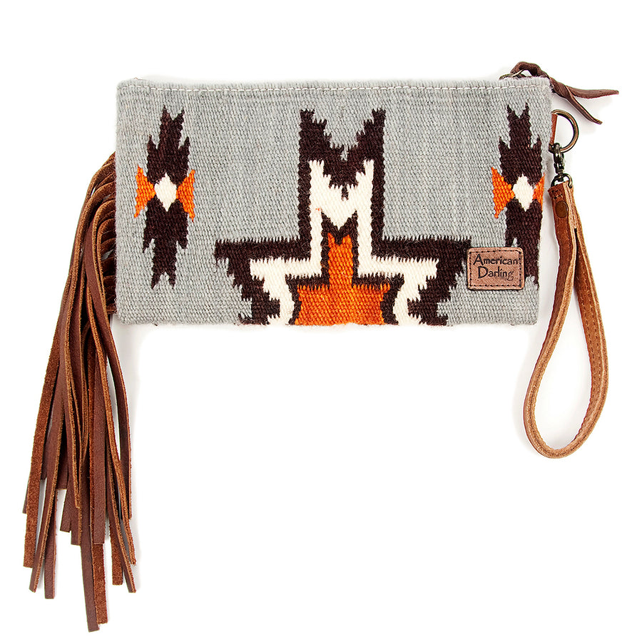 American Darling Wristlet Bag Handcrafted from Floral Embossed Damascus Genuine Leather with YKK Zipper and Wrist Strap