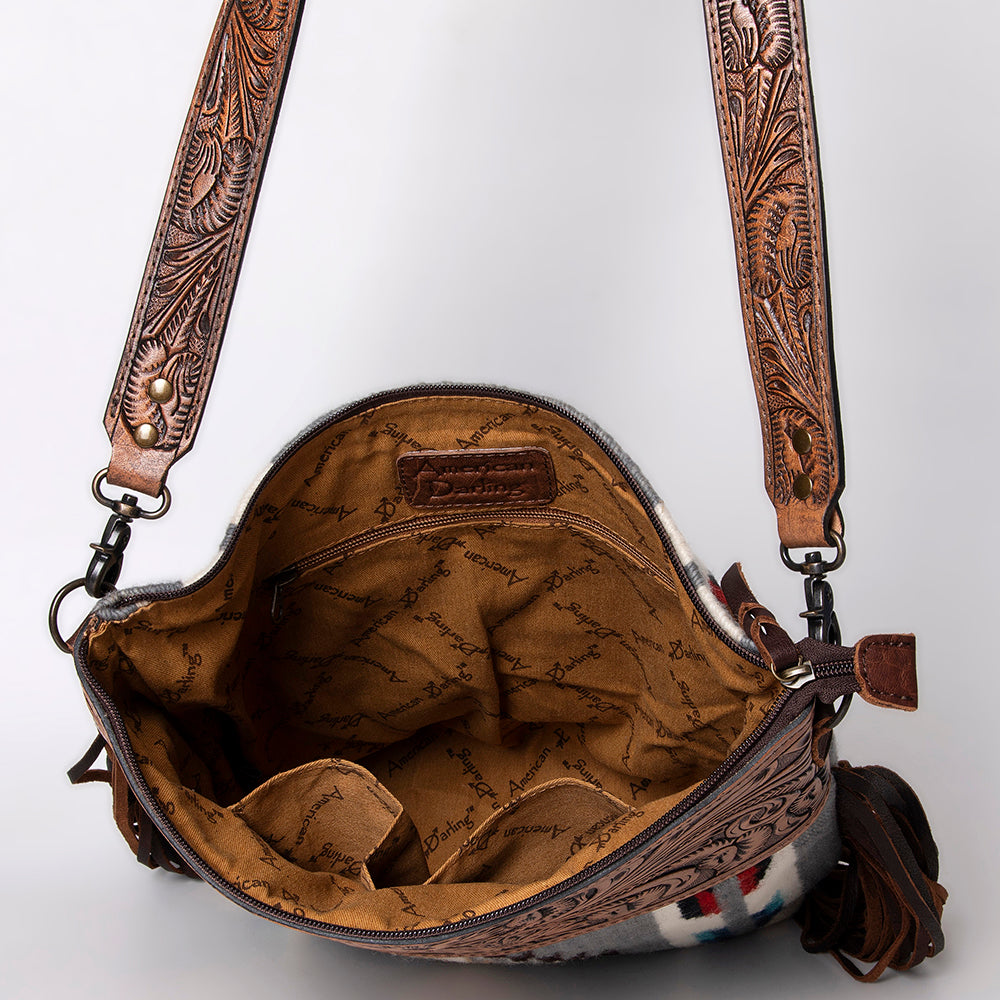 American Darling Cross Body Hand Tooled Saddle Blanket Genuine Leather Western Women Bag Handbag Purse | Crossbody for Cute