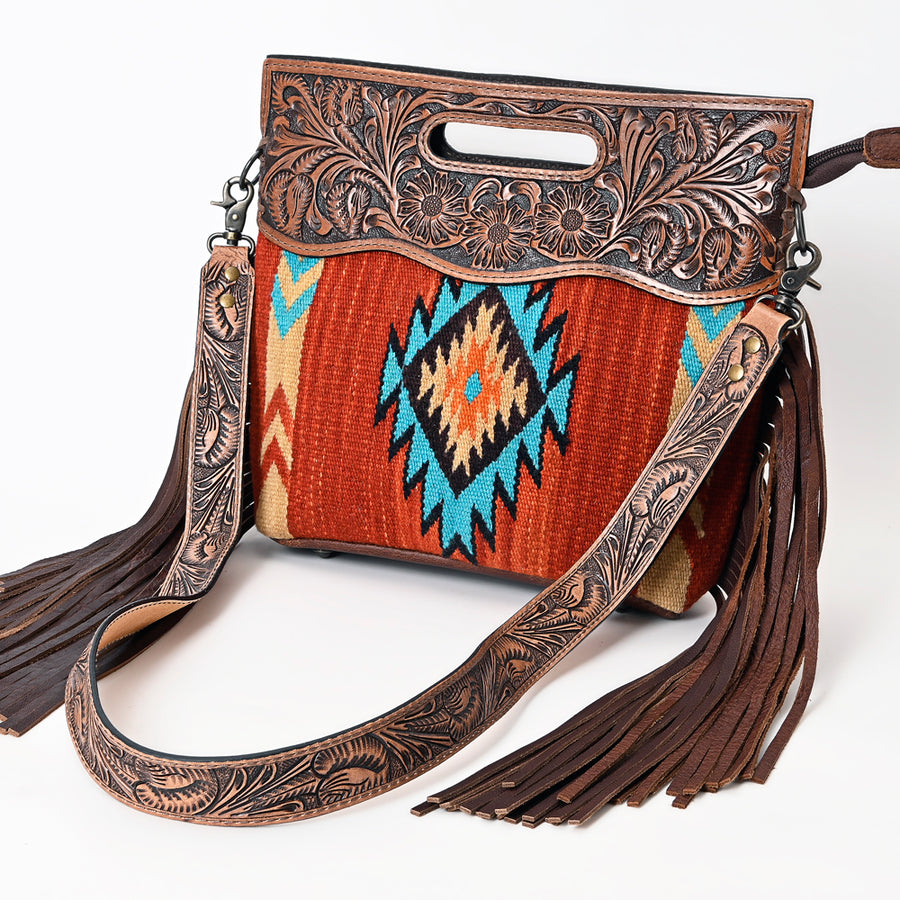 American Darling Hand Tooled Floral and Saddle Blanket Western Signature Cross Body Bag - Uhorse