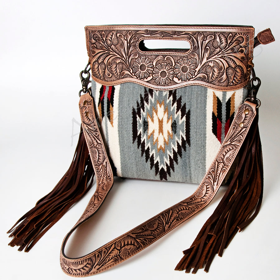 American Darling Hand Tooled Floral and Saddle Blanket Western Signature Cross Body Bag - Uhorse