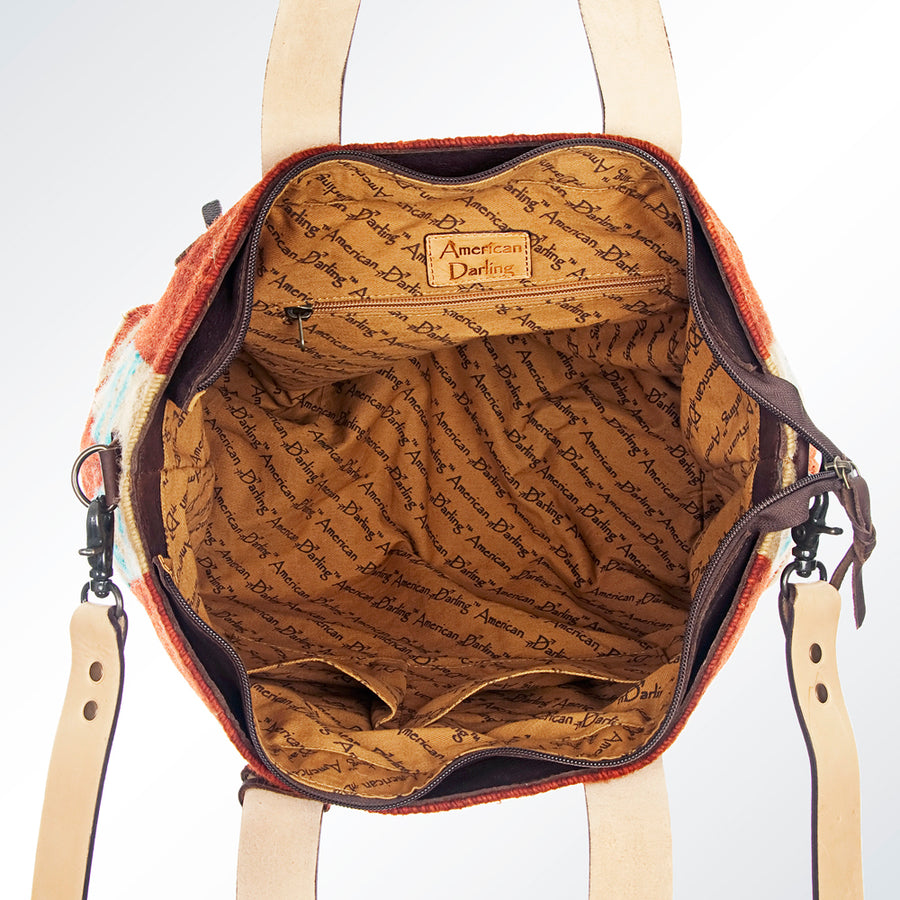 American Darling Tote Bag Hand Woven Saddle Blanket Genuine Leather Western Purse Large Shoulder Bag with YKK Zipper