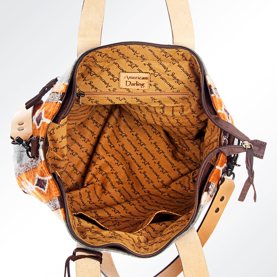 American Darling Tote Bag Hand Woven Saddle Blanket Genuine Leather Western Purse Large Shoulder Bag with YKK Zipper
